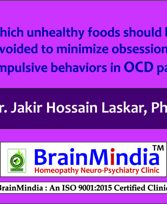 Which unhealthy foods should be avoided to minimize obsessions and compulsive behaviors in OCD patients?